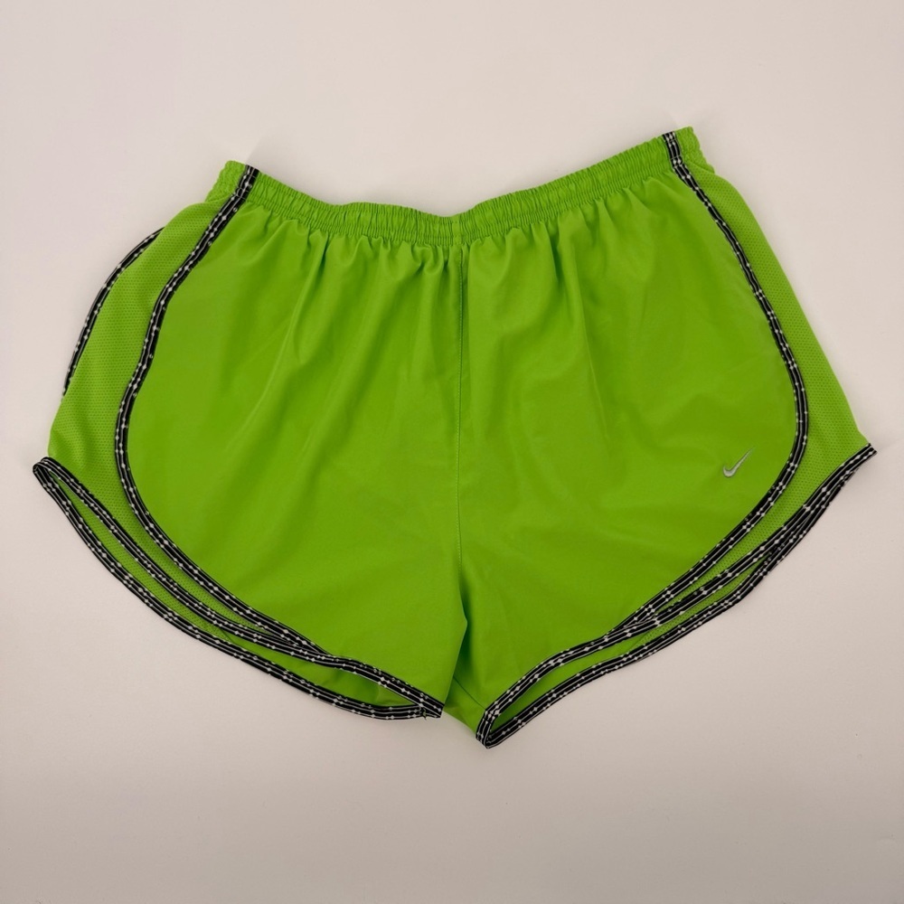 Nike Women's Dri-FIT Mid-Rise Brief-Lined Green Running Shorts XL